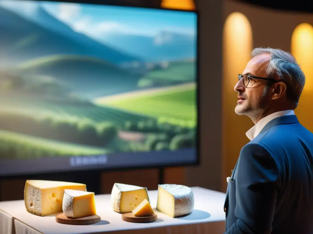 Un experto en quesos franceses cautiva a una audiencia en una conferencia culinaria global