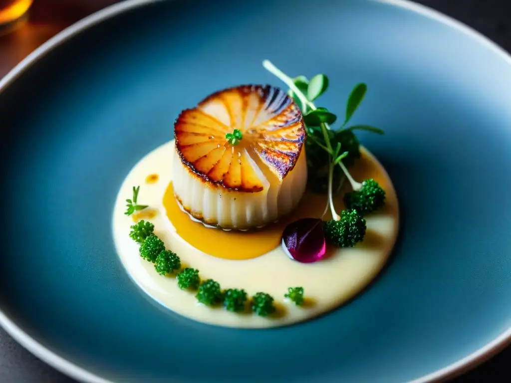 Una exquisita experiencia gastronómica en Francia: Coquilles Saint-Jacques con vieiras selladas, puré cremoso y microvegetales