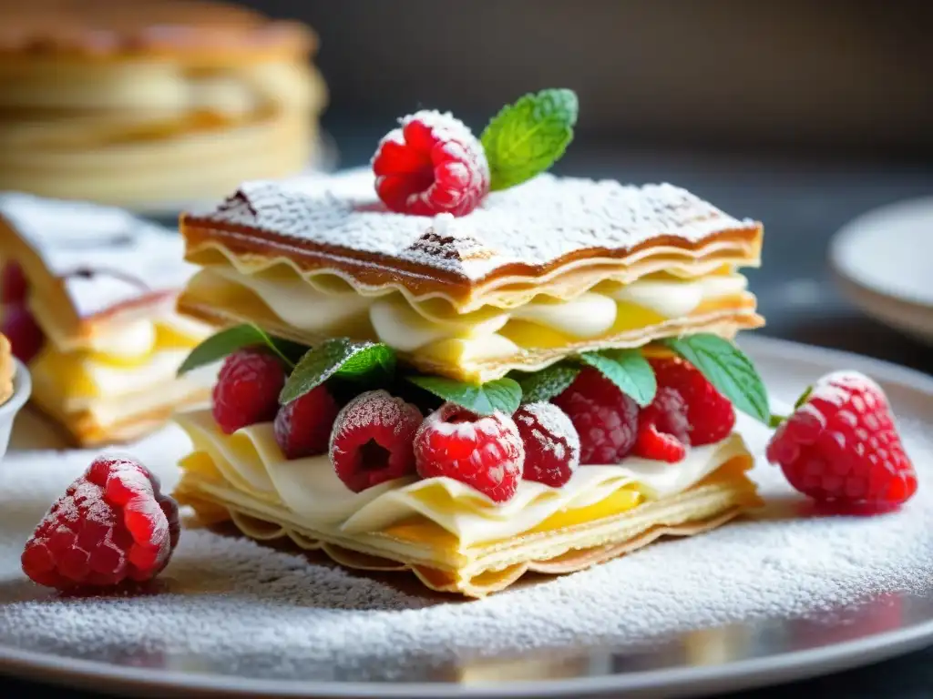 Una exquisita milhojas de pastelería francesa: Delicias para paladares