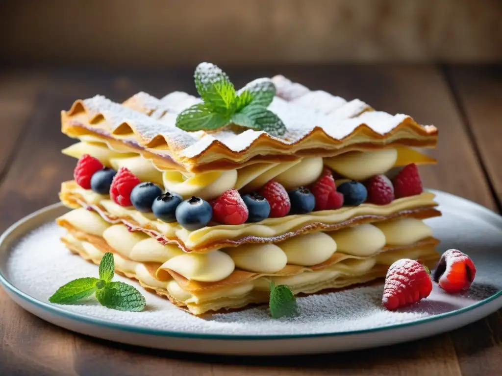 Exquisita millefeuille francés confección con secretos postres franceses