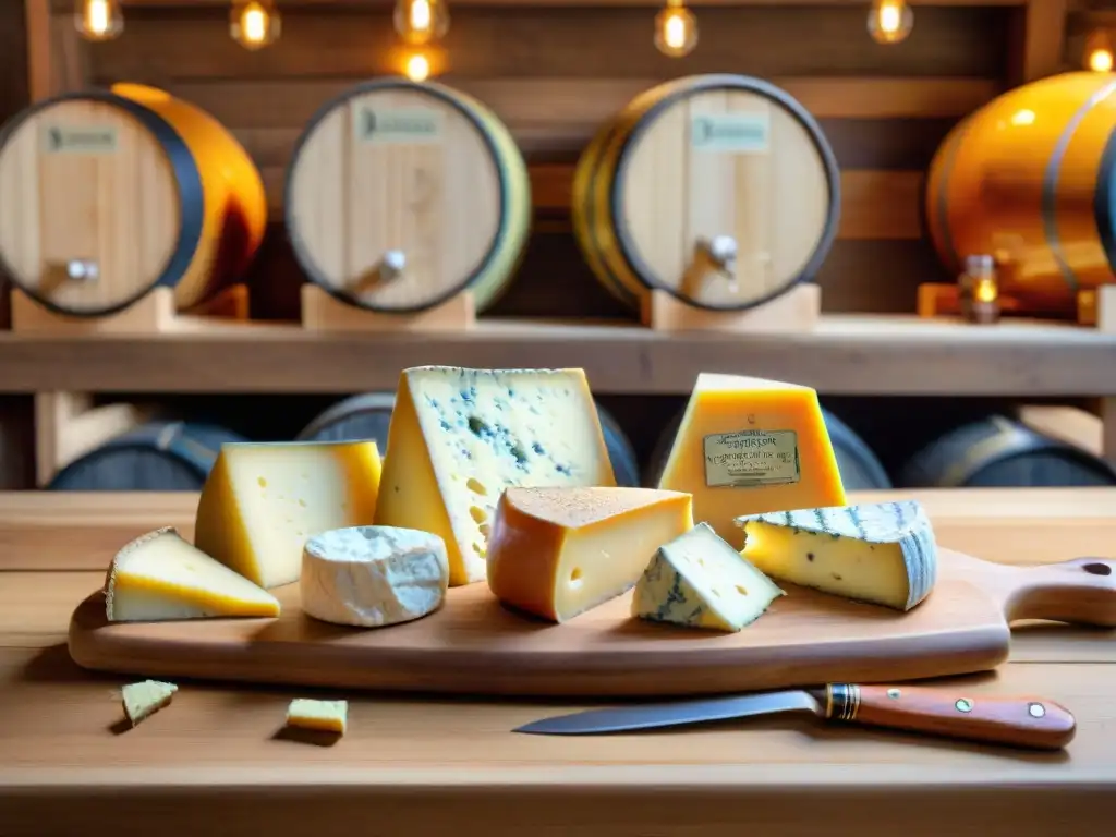 Una exquisita selección de quesos franceses artesanales maridados con cervezas, en una presentación elegante y detallada