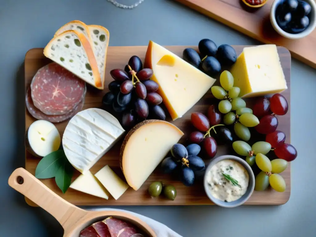 Una exquisita tabla de charcutería francesa, perfecta para maridajes gourmet