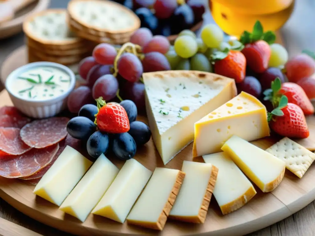 Una exquisita tabla de embutidos y quesos, perfecta para maridaje vinos con salsas francesas