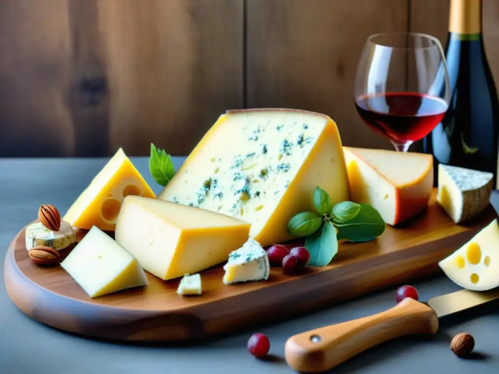 Una exquisita tabla de quesos franceses con vino y Flor de Sal, perfecta para maridajes