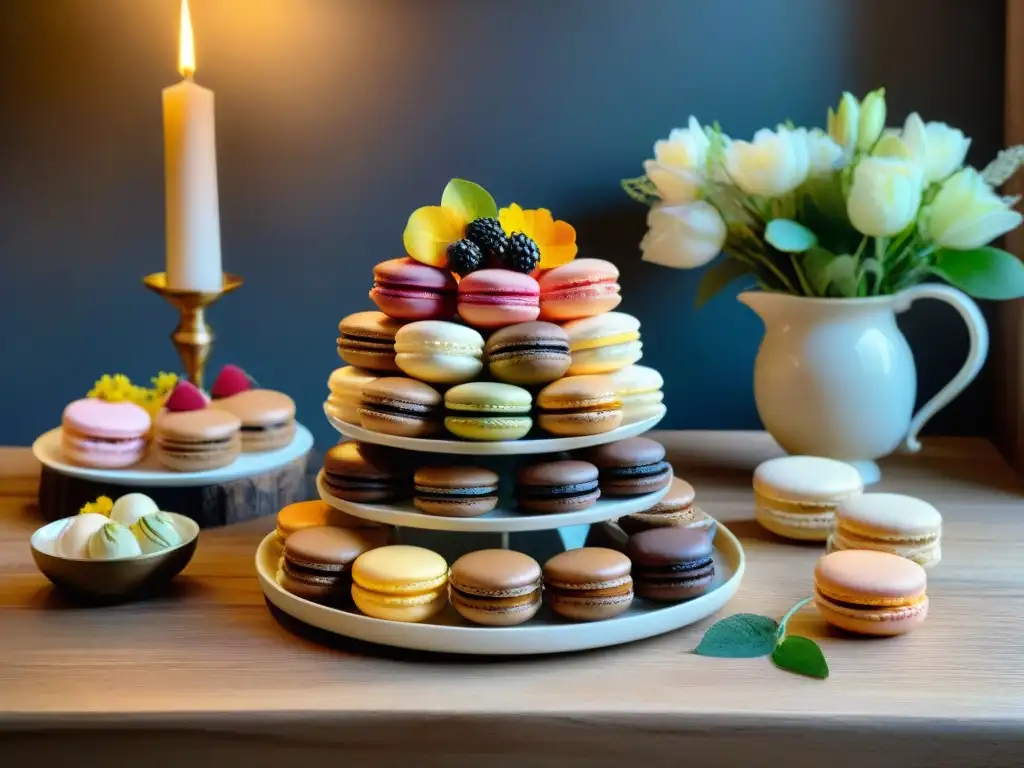 Un exquisito banquete de postres franceses y vinos, elegante y lujoso