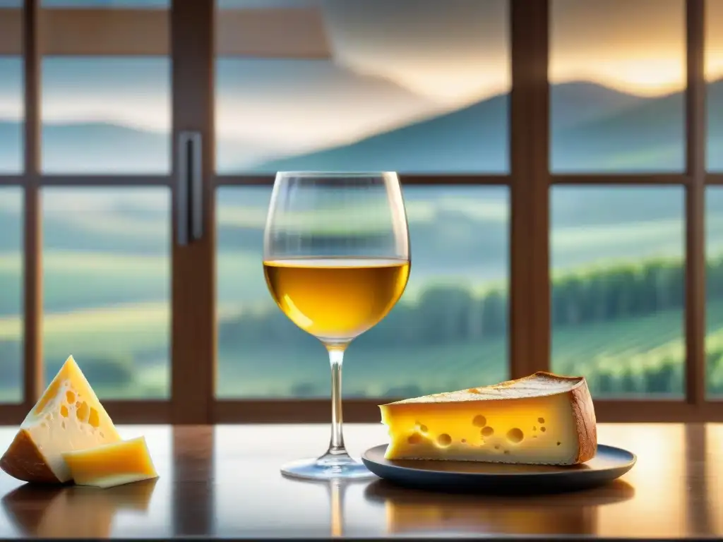 Exquisito Vin Jaune y gastronomía francesa en una imagen que invita a saborear la elegancia dorada