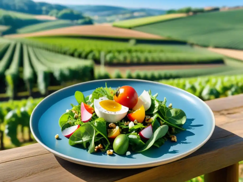 Un exquisito maridaje de vinos Loira con ensaladas frescas en la campiña francesa