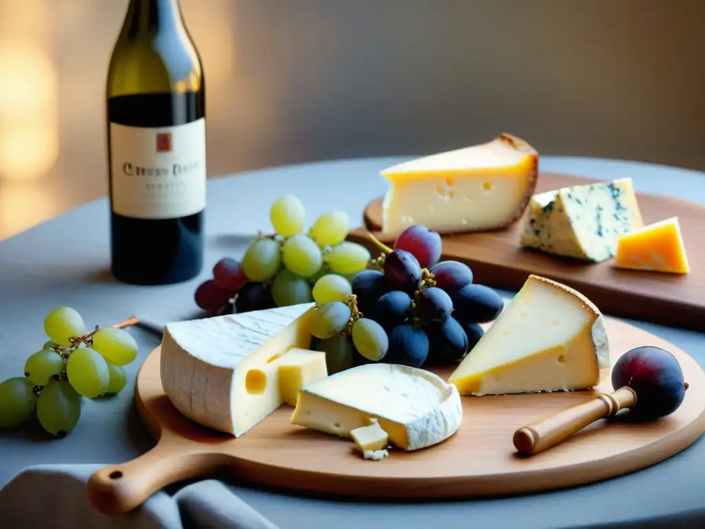 Exquisito maridaje vinos quesos franceses perfecto con Brie, Camembert, Roquefort y vinos Bordeaux, Chardonnay, Champagne