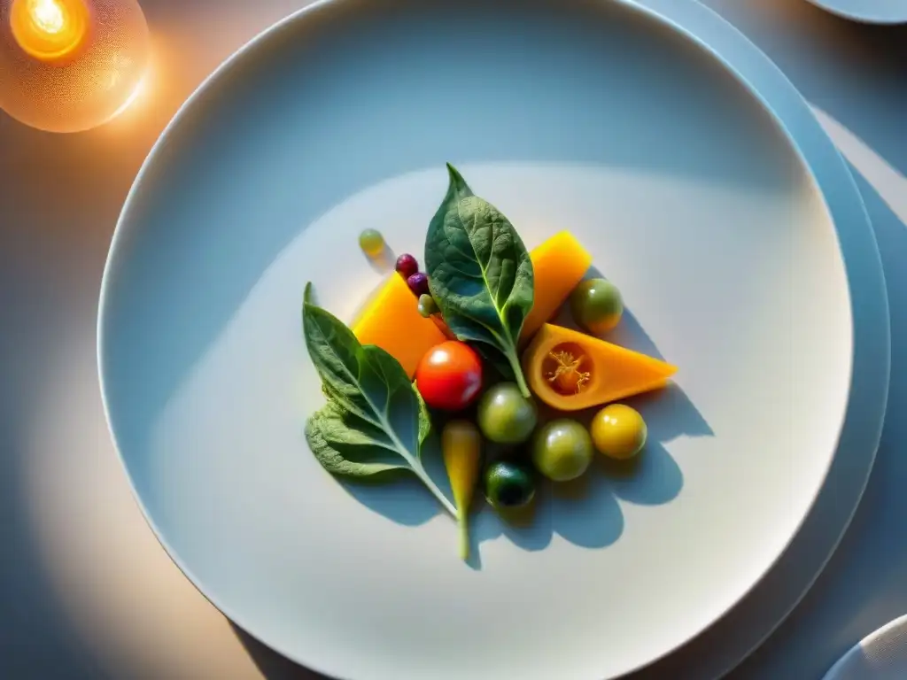 Un exquisito plato de Michel Bras, una obra de arte culinaria que refleja la innovadora gastronomía francesa de Le Suquet en Laguiole