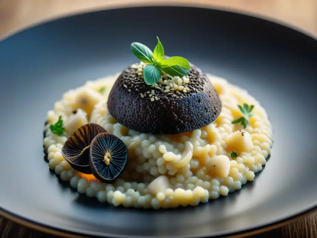 Exquisito risotto gourmet con trufas negras Périgord, una obra culinaria para saborear