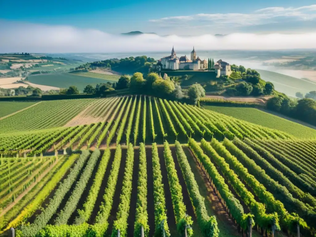 Viñedos exuberantes en la región de Burdeos, Francia