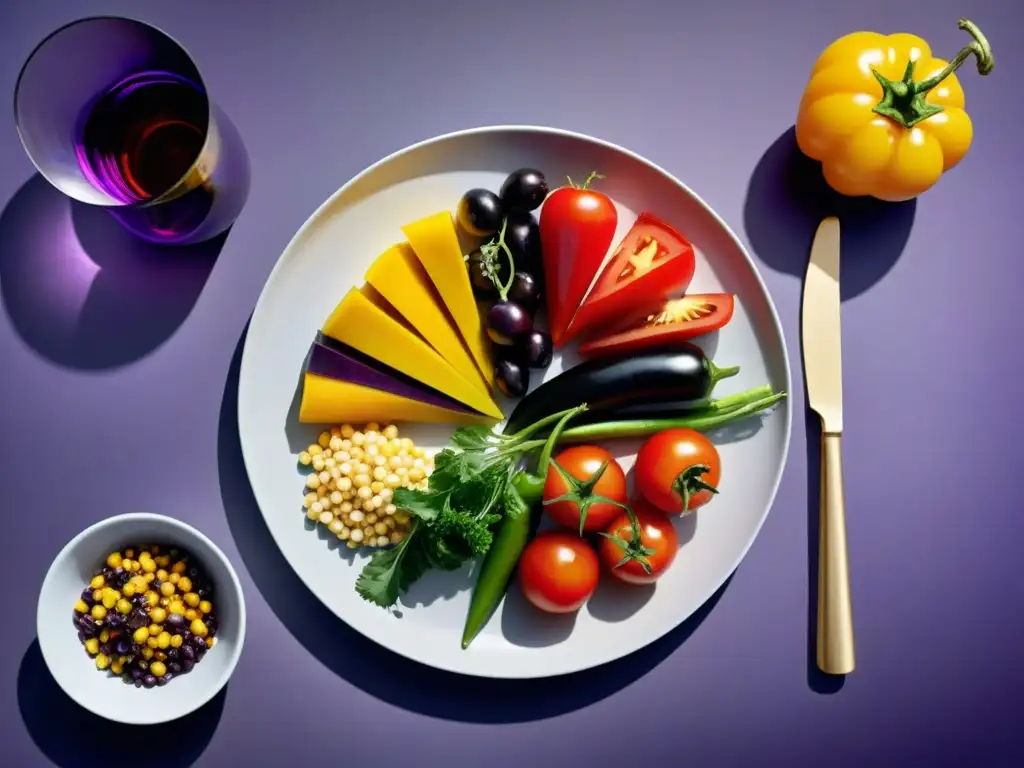 Un festín visual: plato de comida vibrante con ingredientes coloridos