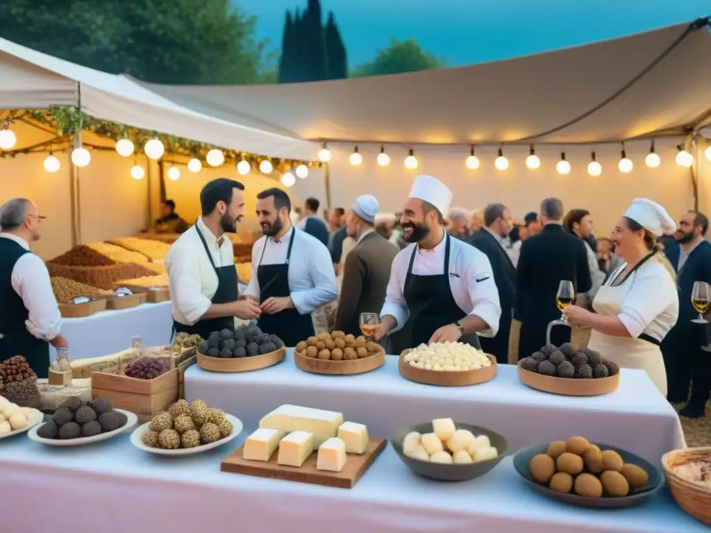 En el Festival de la Trufa de Périgord, la gastronomía francesa cobra vida con trufas, quesos y vinos en un bullicioso mercado