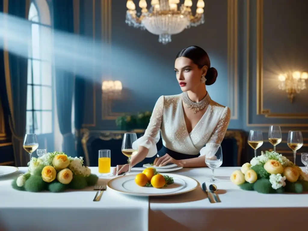 Una fusión exquisita de moda y gastronomía francesa en una pasarela convertida en mesa de lujo en París