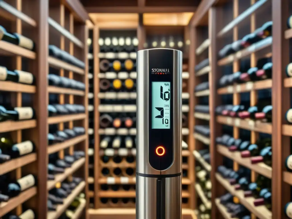 Gadgets para sommeliers del siglo XXI: Medición precisa en bodega de vino con termómetro digital moderno