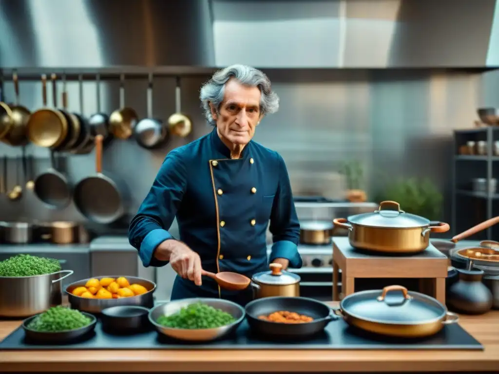 El genio Hector Berlioz en su cocina, creando una obra culinaria