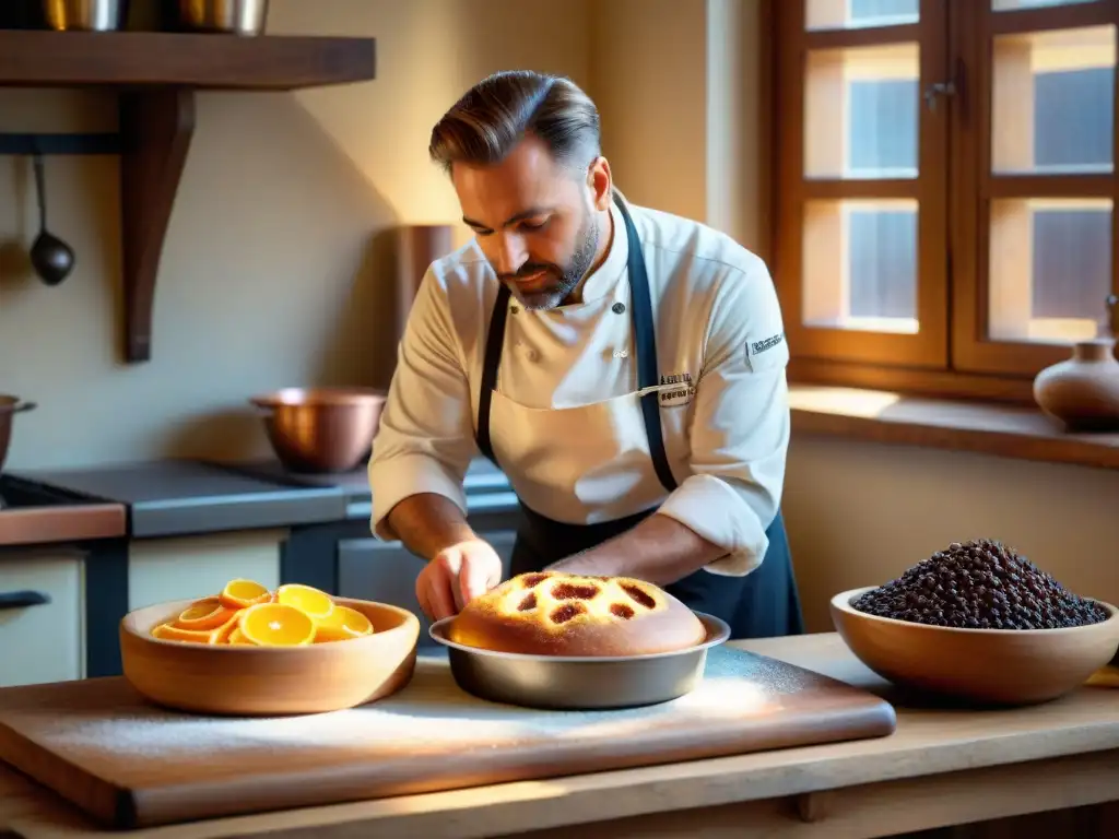 Un hábil pastelero elaborando un Kugelhopf en cocina alsaciana