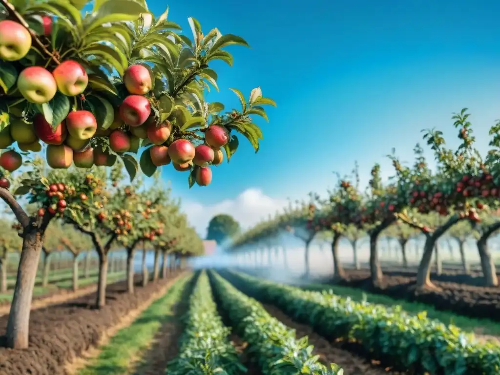 Una hermosa vista de un huerto de manzanos en Normandía durante la Fiesta de la manzana