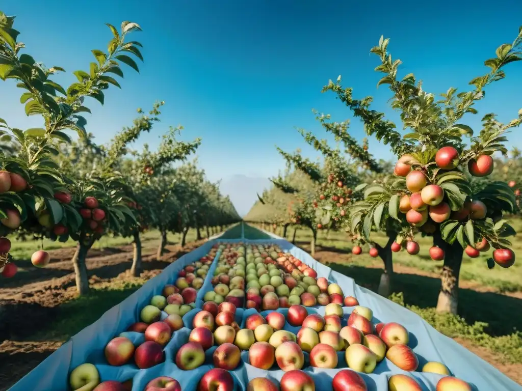 Un hermoso huerto de manzanas en Normandía, Francia, donde se producen sidra francesa