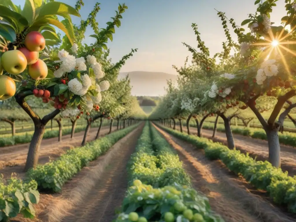 Un idílico huerto en el Valle del Loira, rebosante de manzanos, perales y cerezos frutales