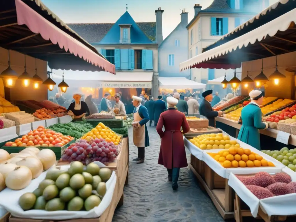 Una ilustración detallada que muestra la influencia cultural en la gastronomía francesa durante el siglo XVIII