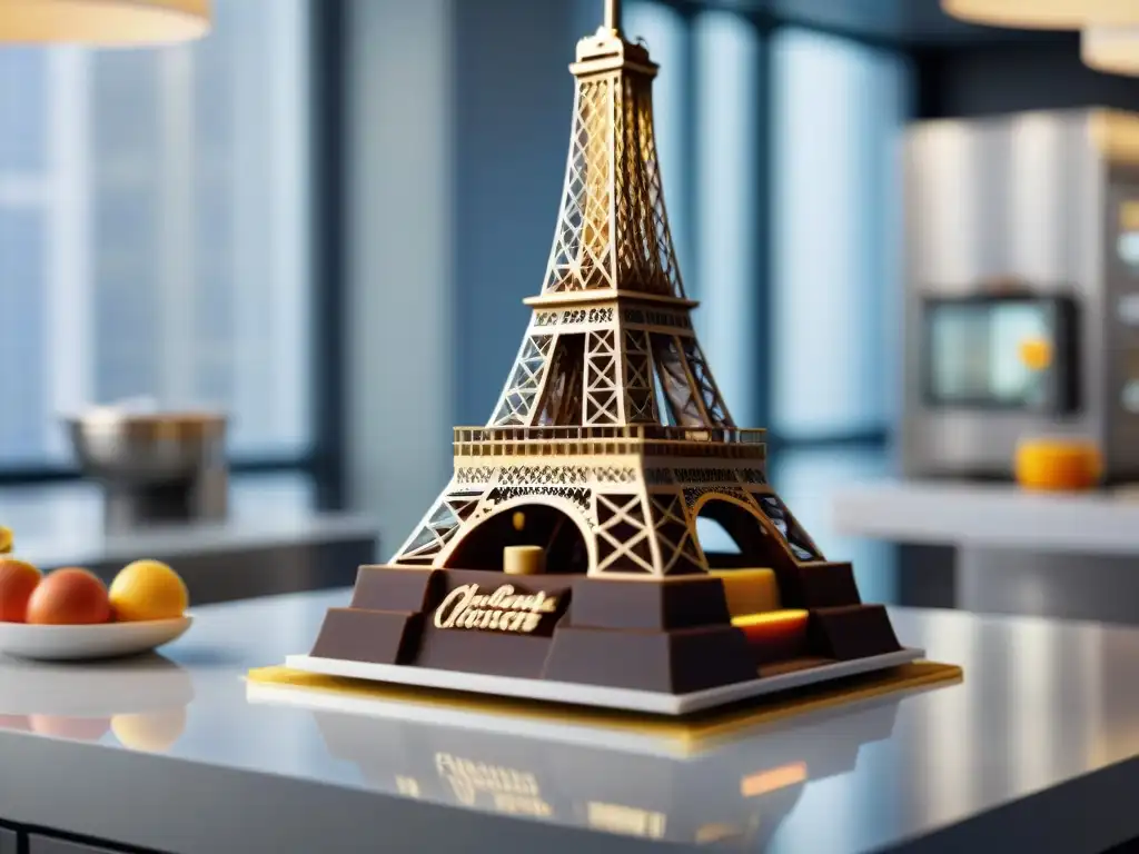 Una impresionante impresión 3D en la cocina crea una delicada Torre Eiffel de chocolate