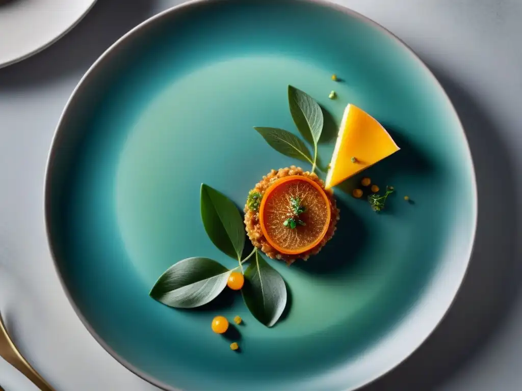 La influencia del diseño francés en la gastronomía se refleja en este plato meticulosamente elaborado, con colores vibrantes y detalles intrincados