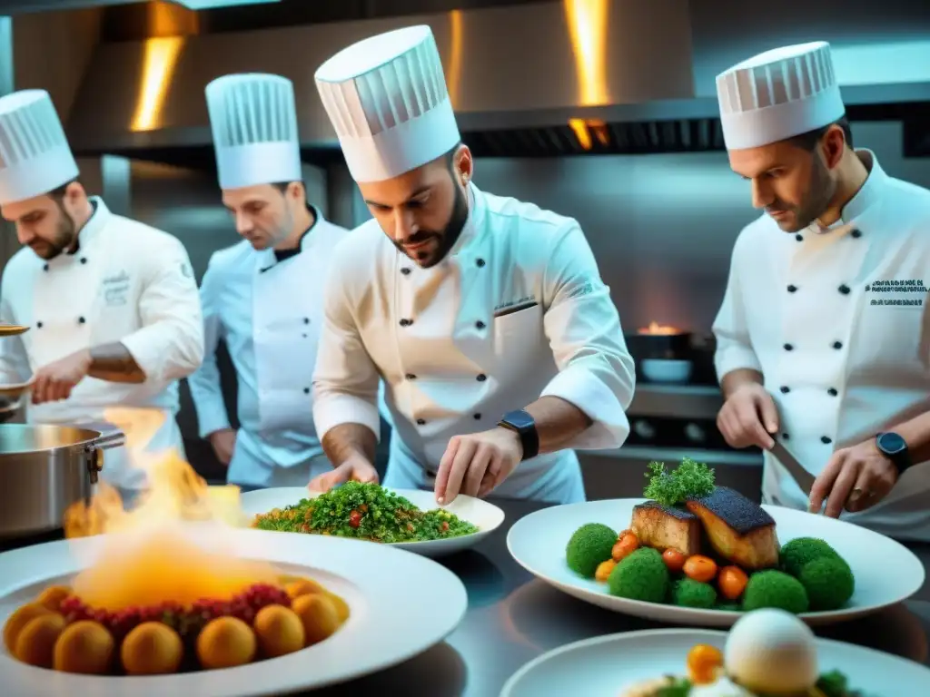 Innovaciones en una cocina francesa tradicional: chefs crean platos innovadores con técnica moderna y sabores clásicos