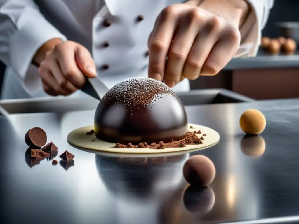 Innovaciones culinarias con trufas francesas: Detalle de la elaboración artesanal de trufas de chocolate oscuro