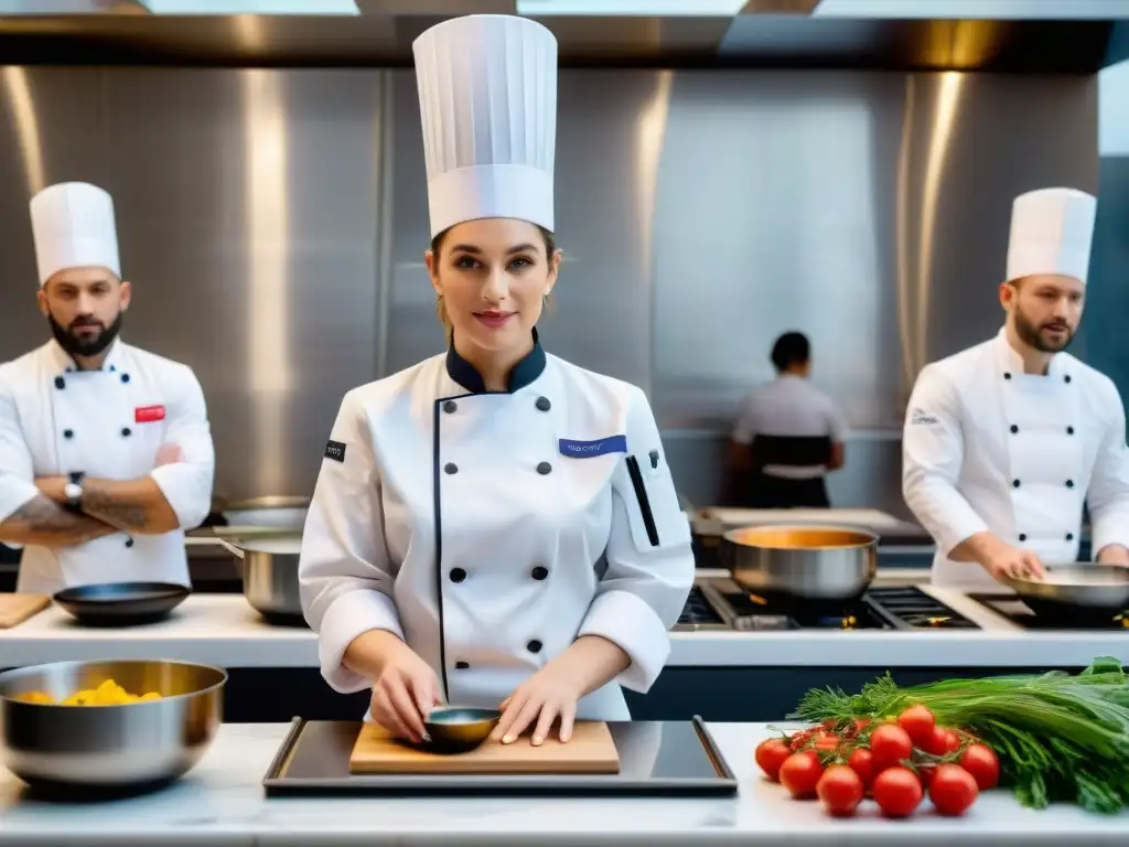 Una innovadora clase virtual de cocina francesa con un chef profesional y participantes entusiastas