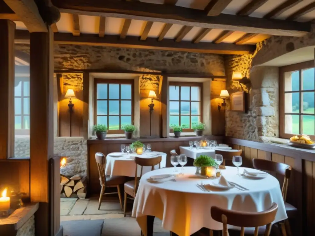 Intimo restaurante histórico en Normandía, con ambiente elegante y cálido