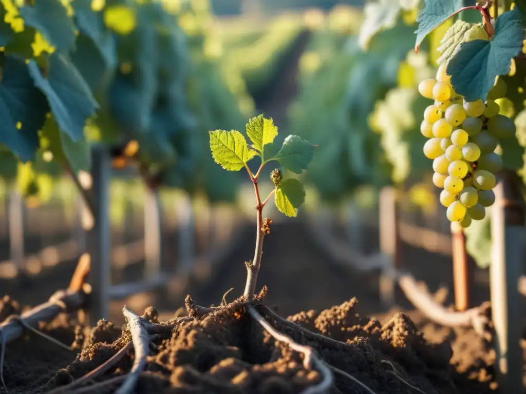 La intrincada raíz de una vid en Alsacia, Francia, resalta el terroir vinos Alsacia gastronomía francesa