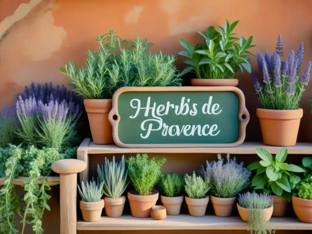 Jardín de hierbas provenzal: frescura y encanto en cada detalle Un jardín de hierbas provenzal bañado por el sol con 'Herbes de Provence'