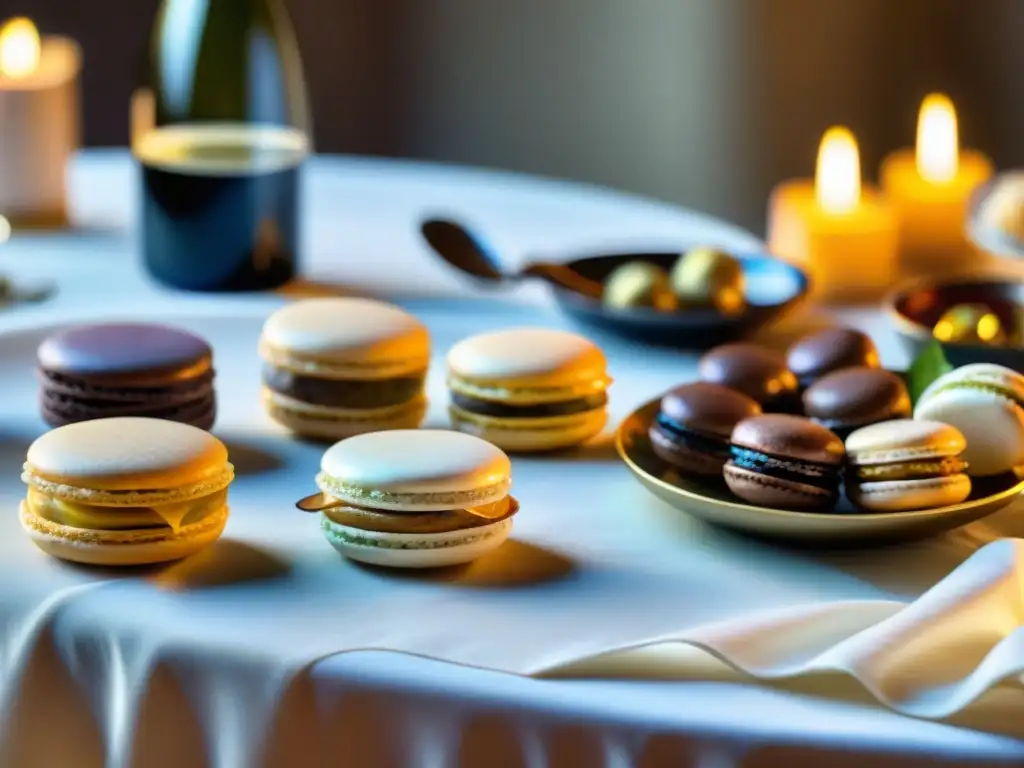 Una lujosa mesa de banquete con vino espumoso francés y delicias de la gastronomía tradicional