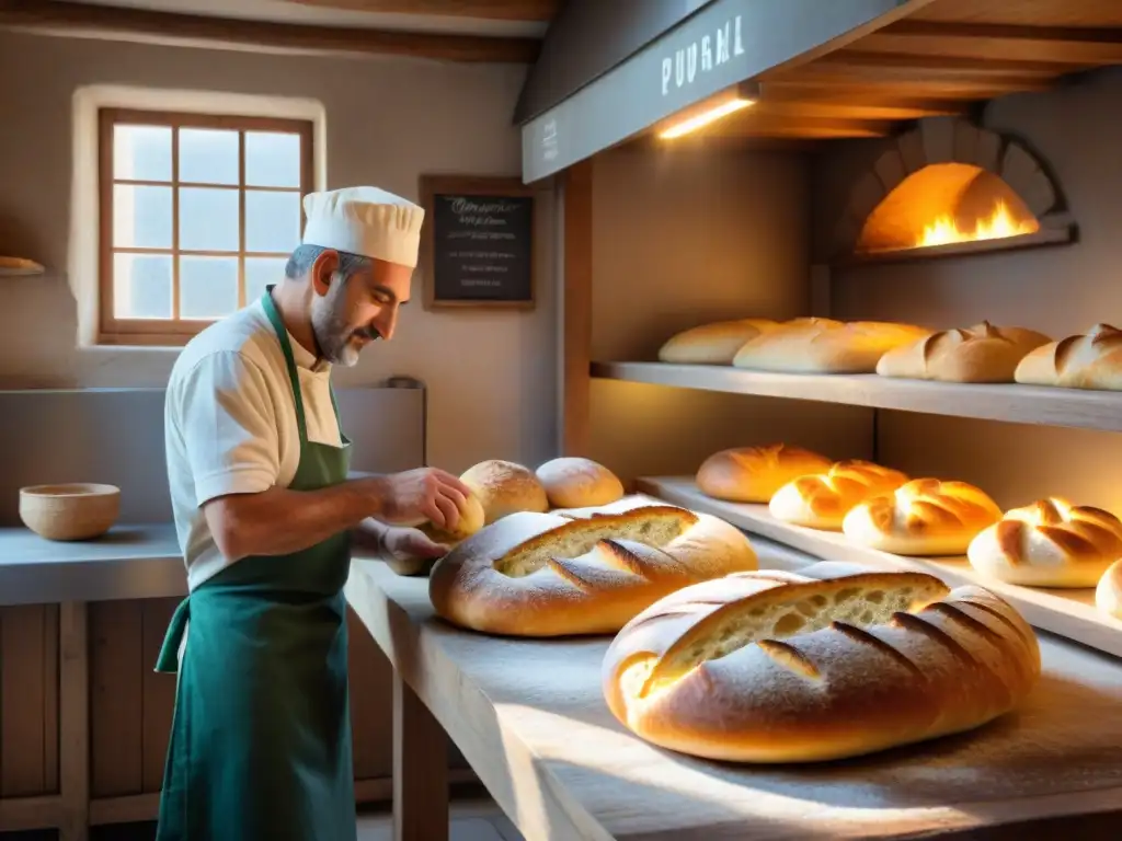 Un maestro panadero en una panadería francesa tradicional de la región de Provence moldeando La Fougasse Provenzal