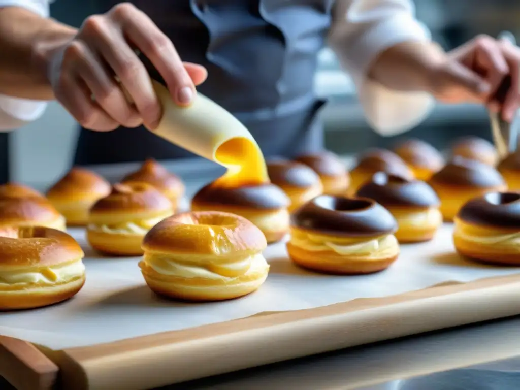 Un maestro pastelero francés usando técnicas tradicionales y herramientas en una pastelería francesa