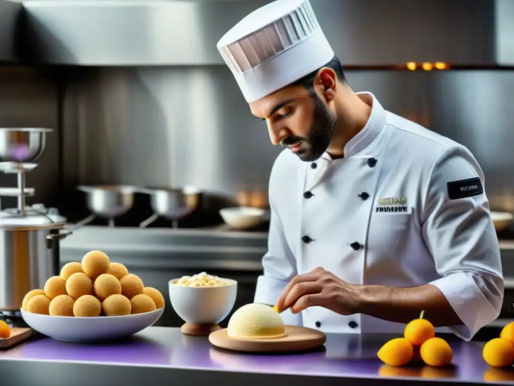 Un maestro pastelero francés crea helados innovadores en su cocina moderna