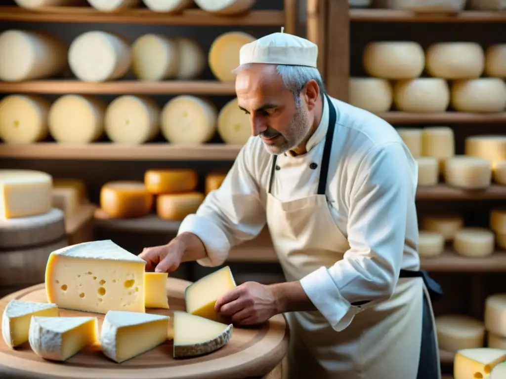 Un maestro quesero en Alsacia elaborando un queso Munster tradicional