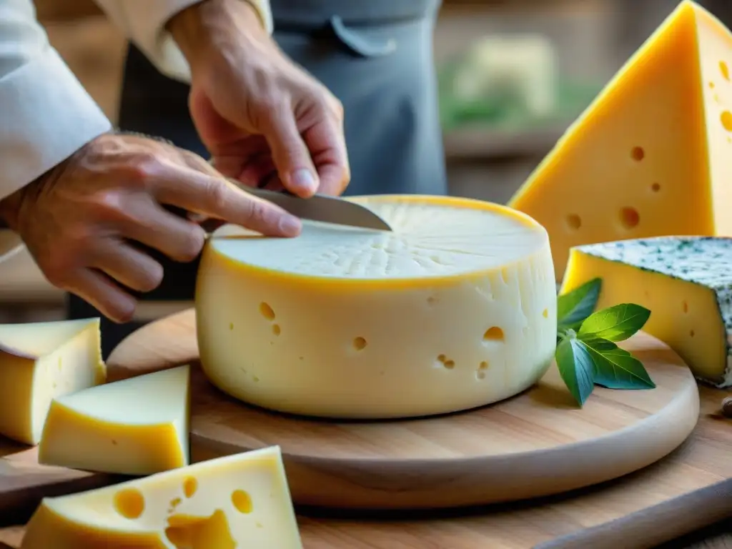 Un maestro quesero artesanal moldea un queso Picodon en una granja francesa