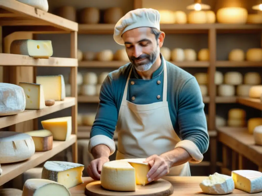 El maestro quesero francés elabora queso artesanal, mostrando sostenibilidad en la producción