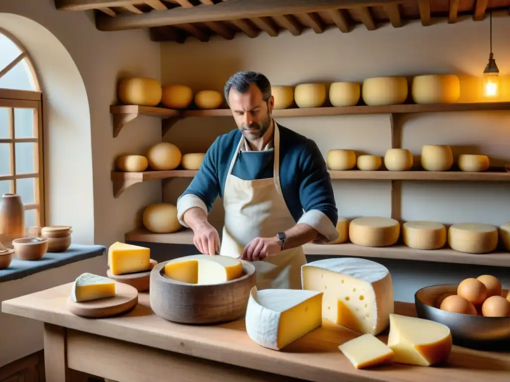 Un maestro quesero en Vosgos crea Munster, reflejando la historia y tradición del queso Munster en la cocina francesa