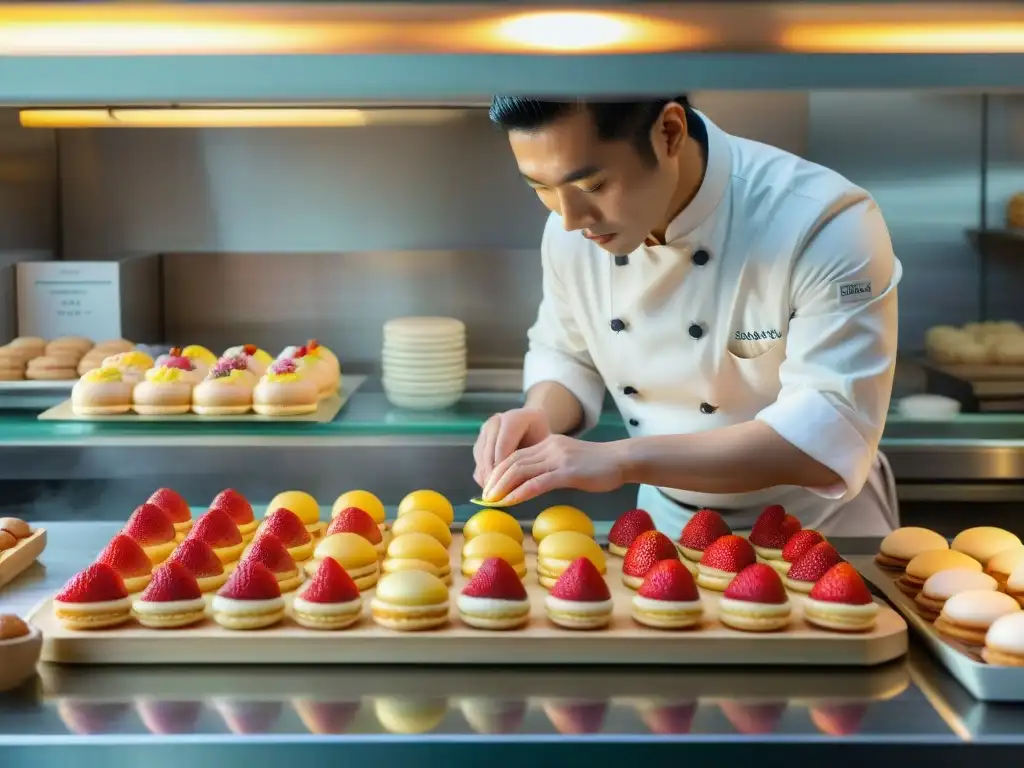 Un maestro repostero japonés crea pastelería francesa en una bulliciosa panadería de Tokio, influencia de la cocina francesa en Asia