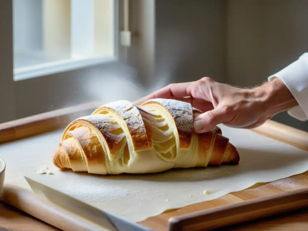 Maestro repostero francés realiza la fermentación en repostería francesa con meticulosidad artesanal