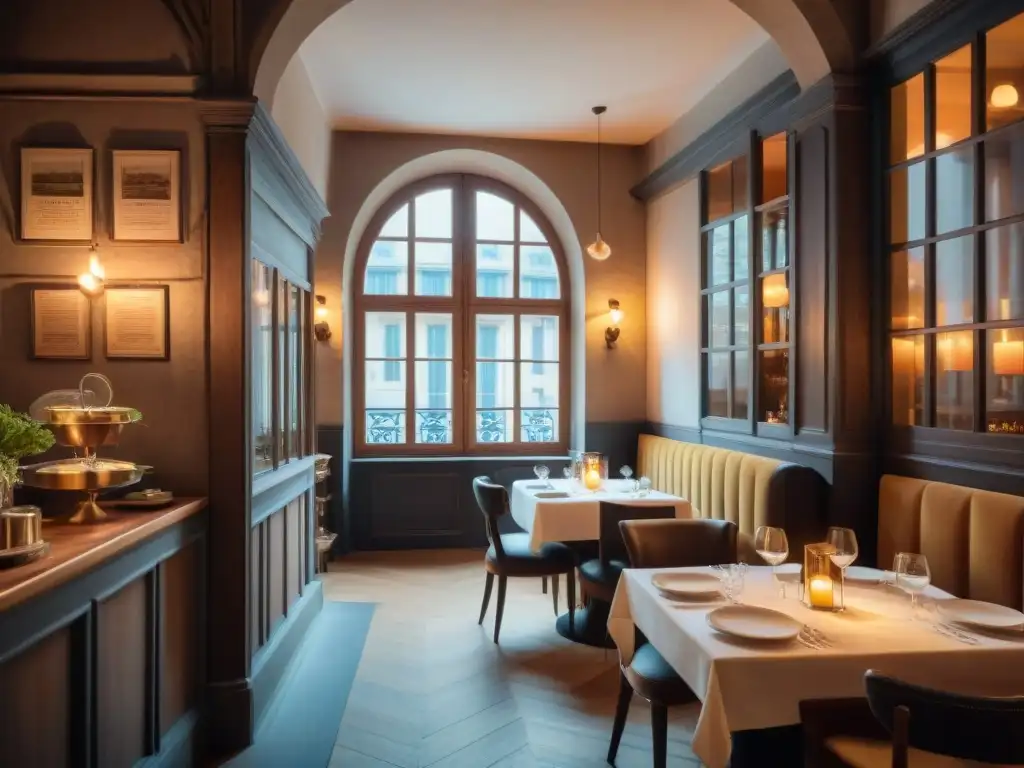 Bistró íntimo en Rouen: encanto y sofisticación Descubre la magia de los bistrós secretos en el corazón de Rouen con esta encantadora imagen de un acogedor restaurante francés