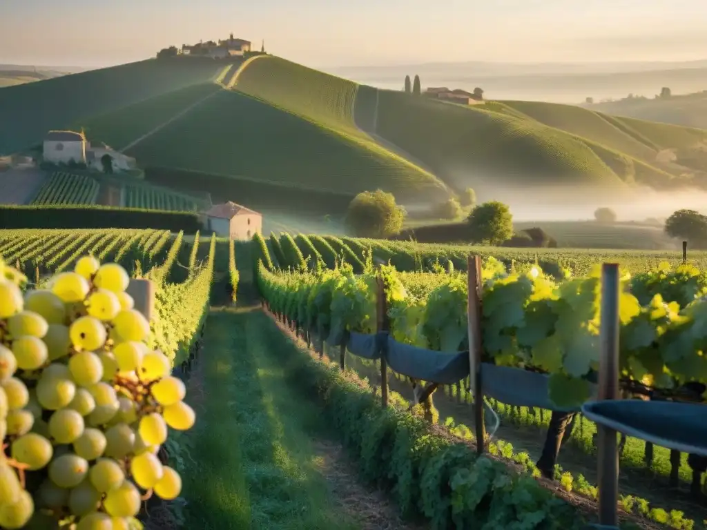 Experimenta la magia de la vendimia manual de uvas Chardonnay en un viñedo en la región de Champagne, Francia