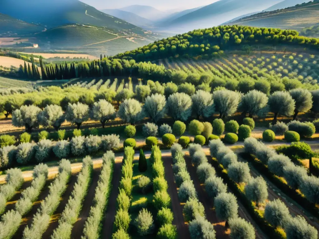 Un majestuoso paisaje de olivares en Provence, Francia, bañados por la luz dorada del sol