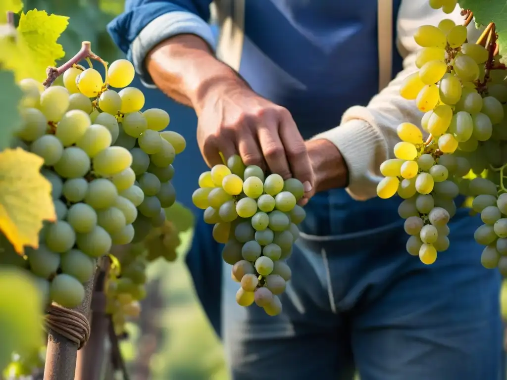 Manos expertas cosechando uvas en Champagne, rey de los espumosos y prestigio global