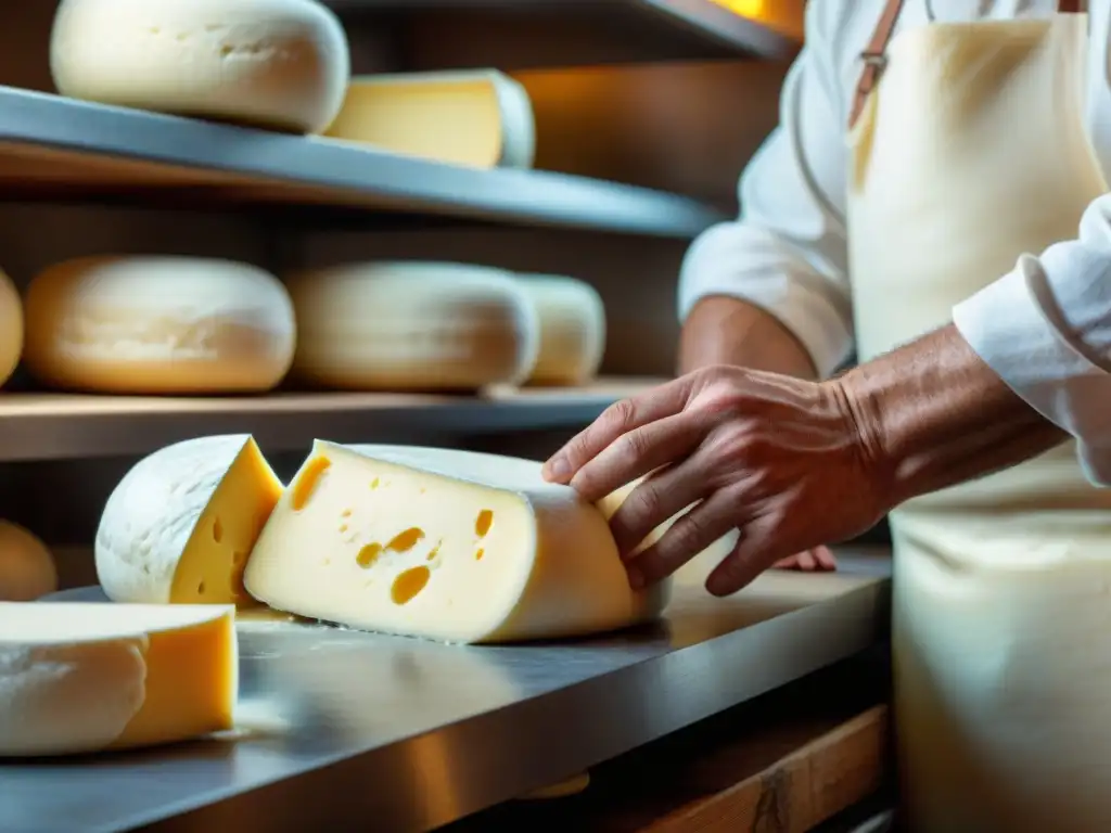 Las manos del maestro quesero moldean con destreza el Queso Salers, revelando la historia y sabor de esta tradicional delicia