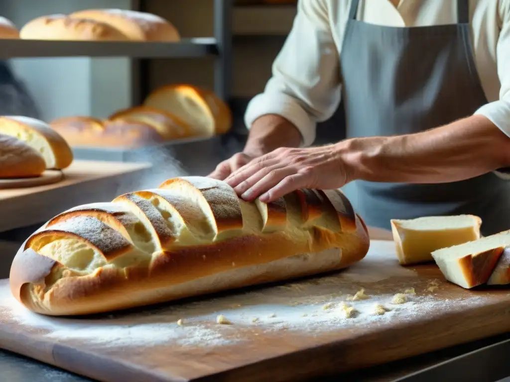 Las manos del panadero francés moldean con destreza una baguette, evocando la historia y evolución del pan francés