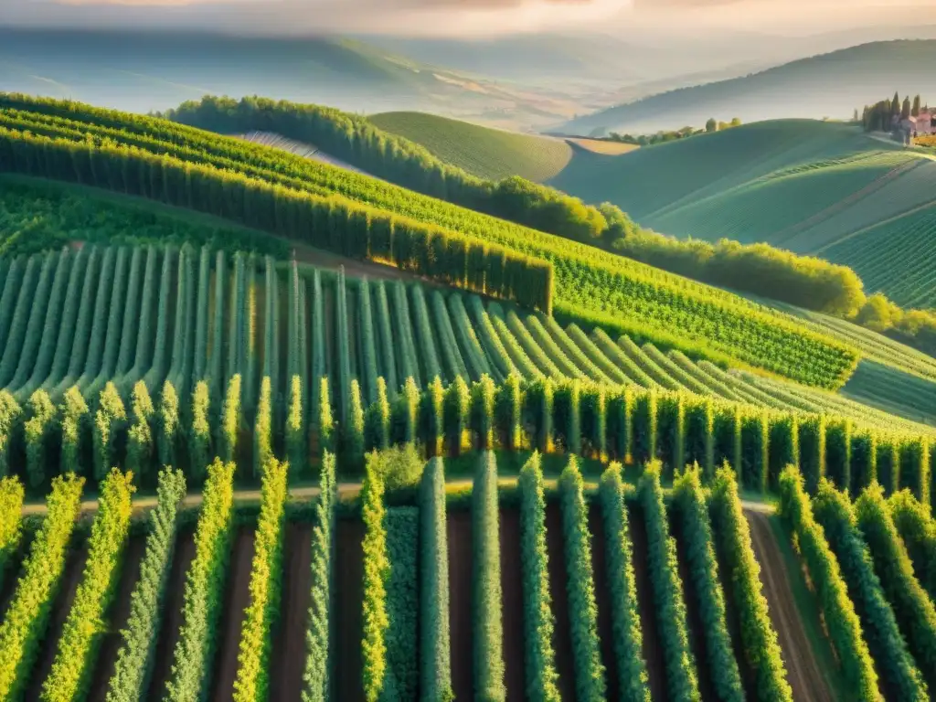 Un manto de viñedos en Alsacia al atardecer, revela la esencia del terroir vinos Alsacia gastronomía francesa